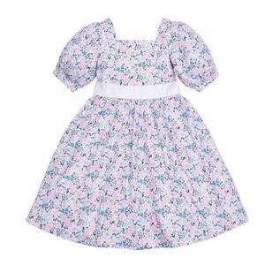 NWOT Hope & Henry Linen Blend Puff Sleeve Floral Party Dress Baby 6-12 Months